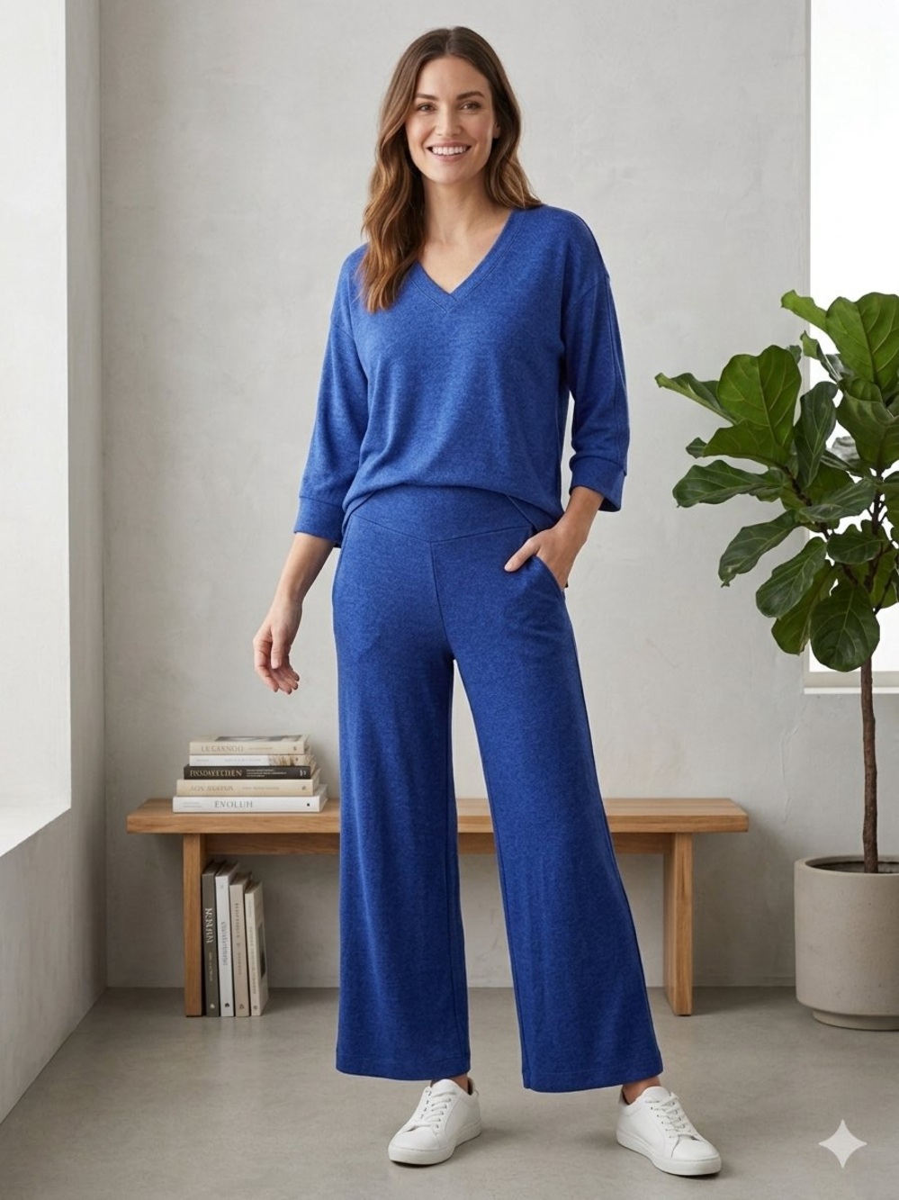 Cabi Serene Cuddle Tee Pullover Style 4438 Blue Navy Heather Size Medium